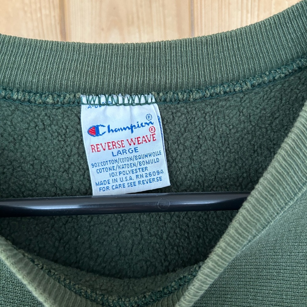 Vintage Champion Olive Green Reverse Weave Sweatshirt Size Large - Picture 2 of 7
